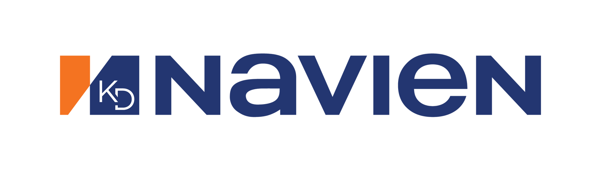 Navien logo. Blue and orange text. 