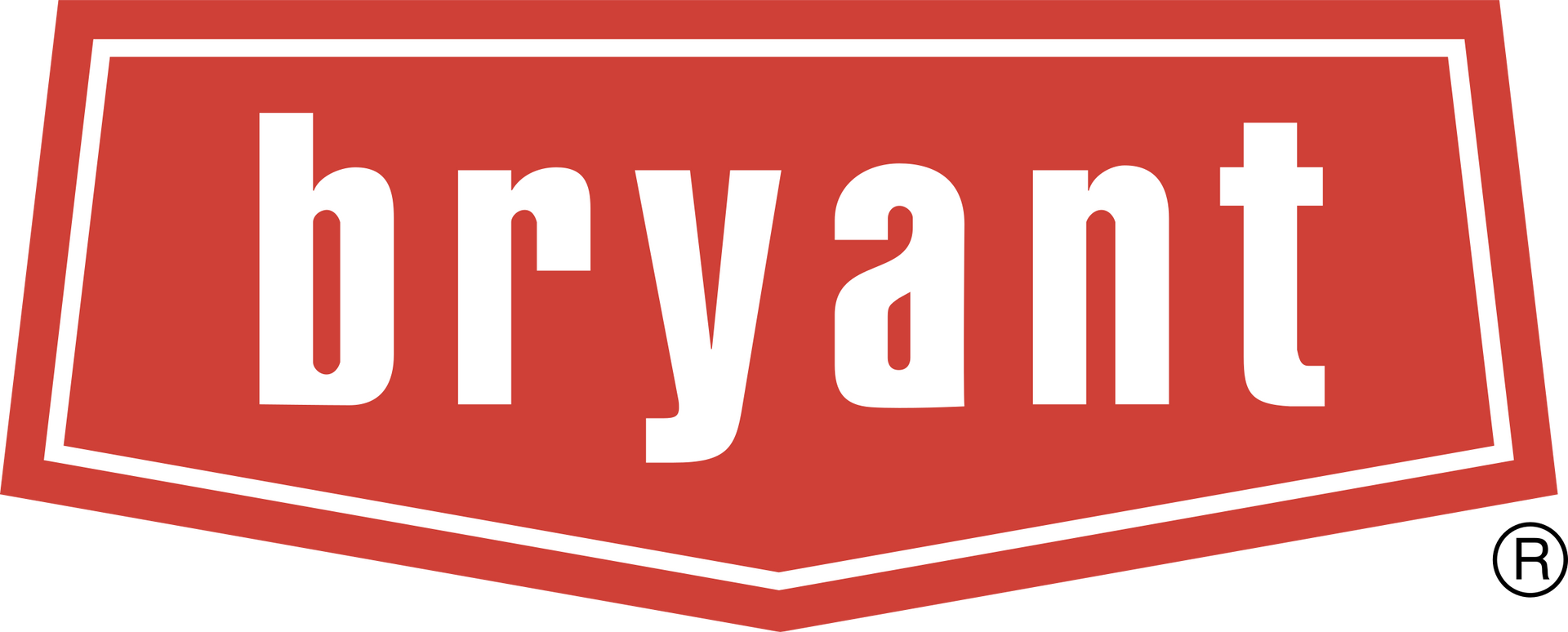 Bryant logo in white text on a red background within a white-lined red pentagon.