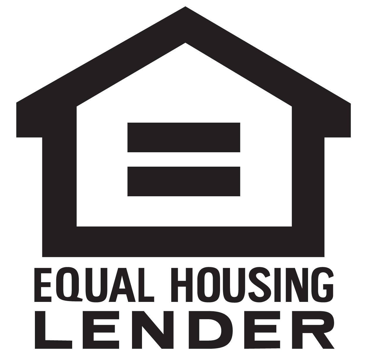 A black and white logo for equal housing lender