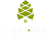 A green pine cone with a house in the background is a logo for a real estate company.