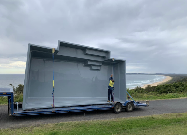 Transporting Fibreglass Pool — Arnway Pty Ltd In Kempsey, NSW