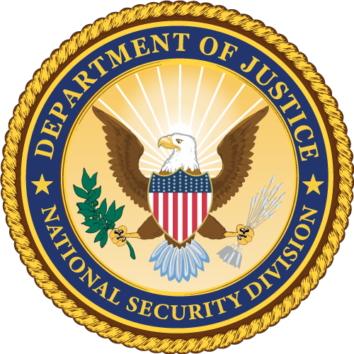 The seal of the department of justice national security division