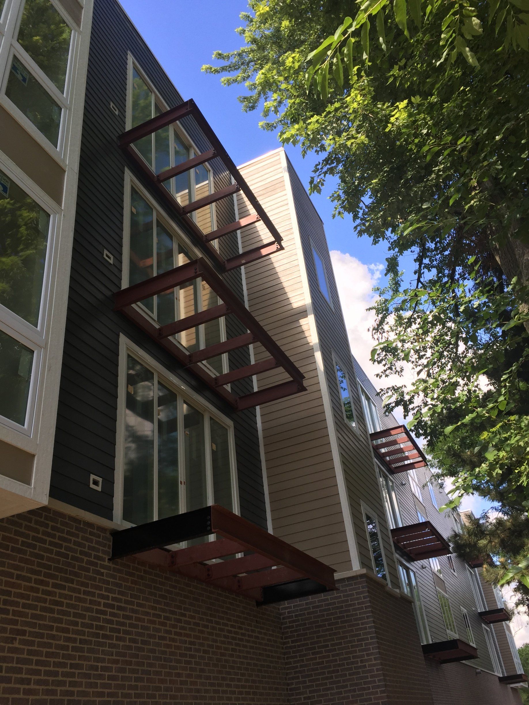 A building with a canopy on the side of it
