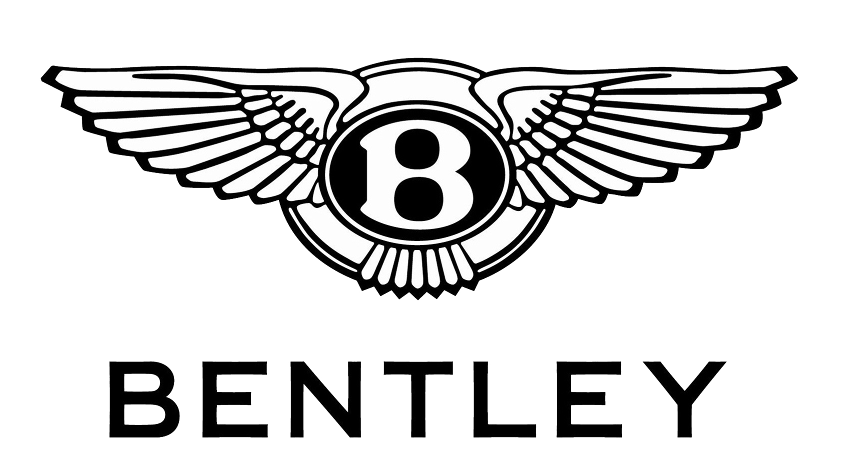 Bentley logo: Winged emblem with a large "B" in the center and the brand name below.