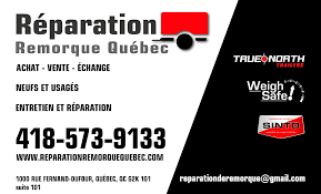 Une publicité en noir et blanc pour réparation remorque quebec