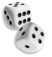 A pair of white dice with black dots on them