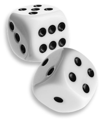 A pair of white dice with black dots on them