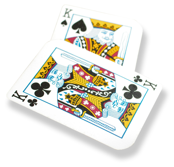 Two playing cards with king spades and clubs on them