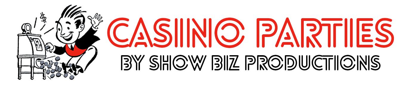 A logo for casino parties by show biz productions