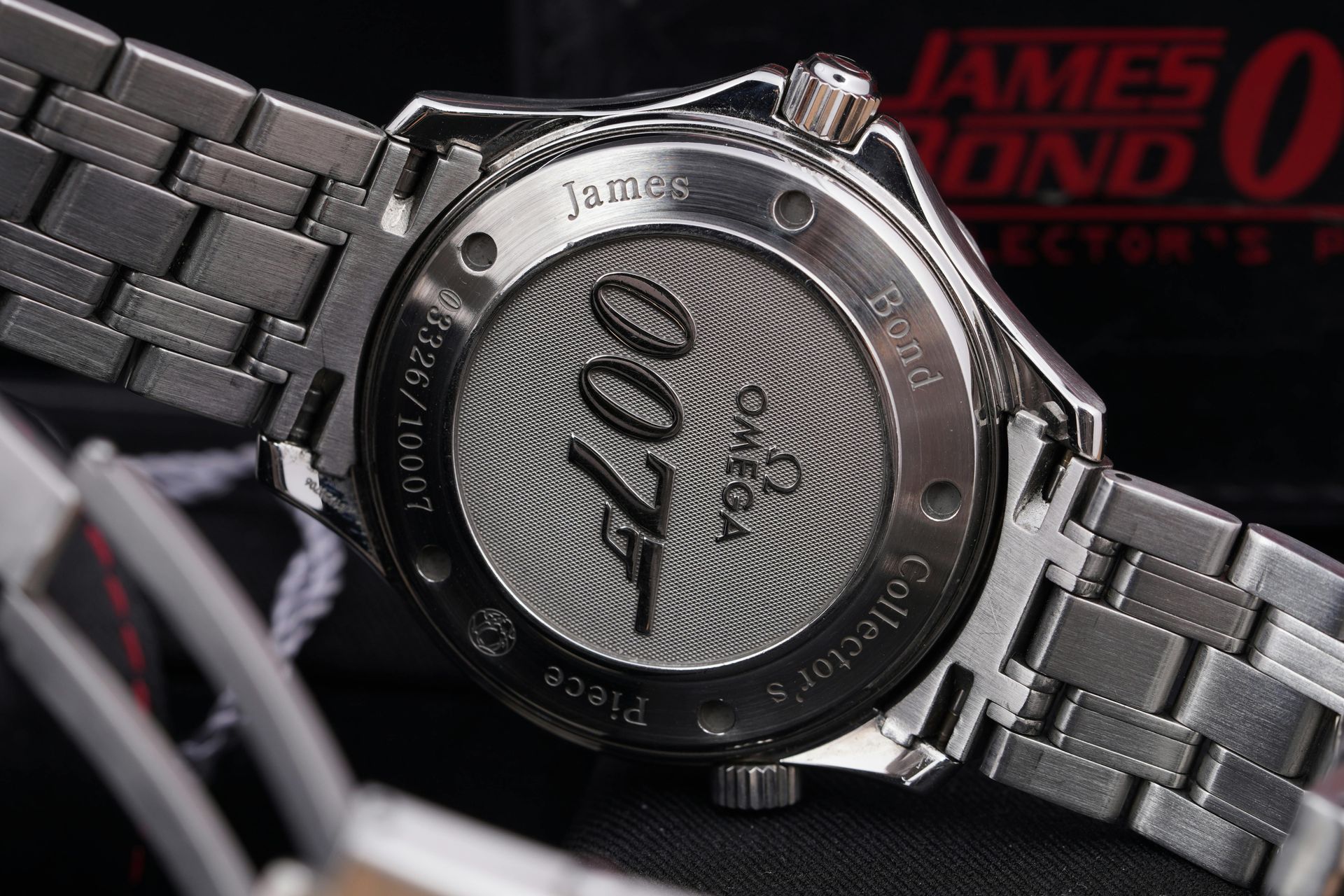 The back of a james bond omega watch