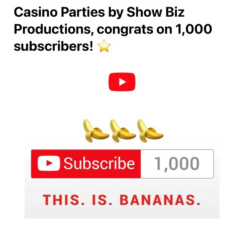 A congratulations message from casino parties by show biz productions