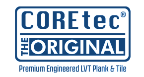 Coretec logo: Blue rectangle with the word