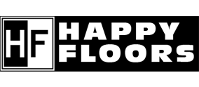 Happy Floors logo: Black and white with
