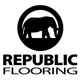 Republic Flooring logo: Elephant silhouette in a black circle above the company name in bold, black text.