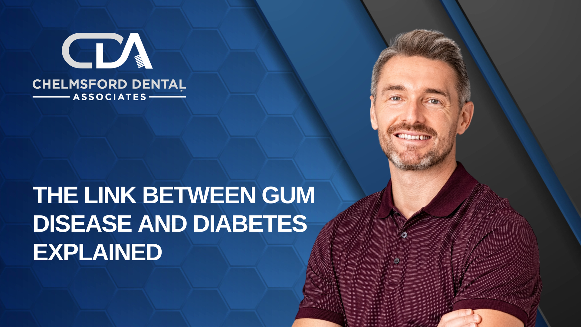 Man smiling in front of text