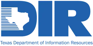 Logo for the Texas Department of Information Resources (DIR) featuring a blue 