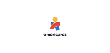 The Americares logo, featuring a stylized figure with a yellow circle above a blue and red abstract shape, and text below.