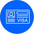 A white icon of an ID card with a person silhouette and the word 