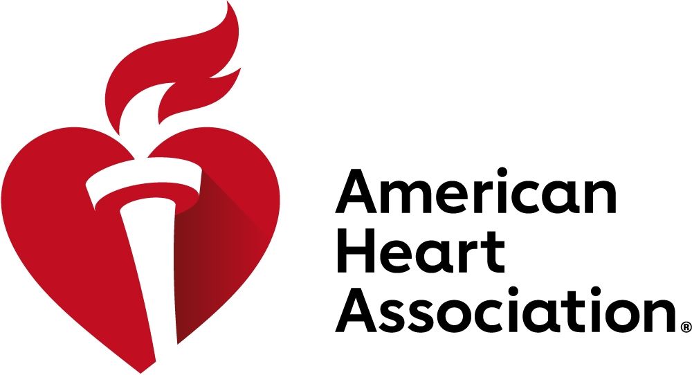 American Heart Association logo with red heart-and-torch icon and black text