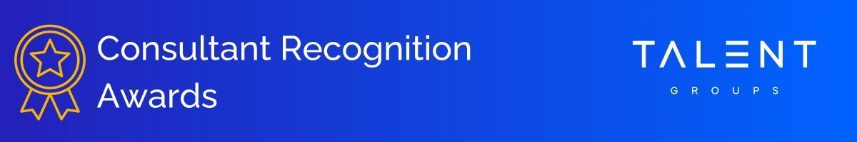 Consultant Recognition Awards banner with a gold medal icon on the left and the Talent Group logo on the right.