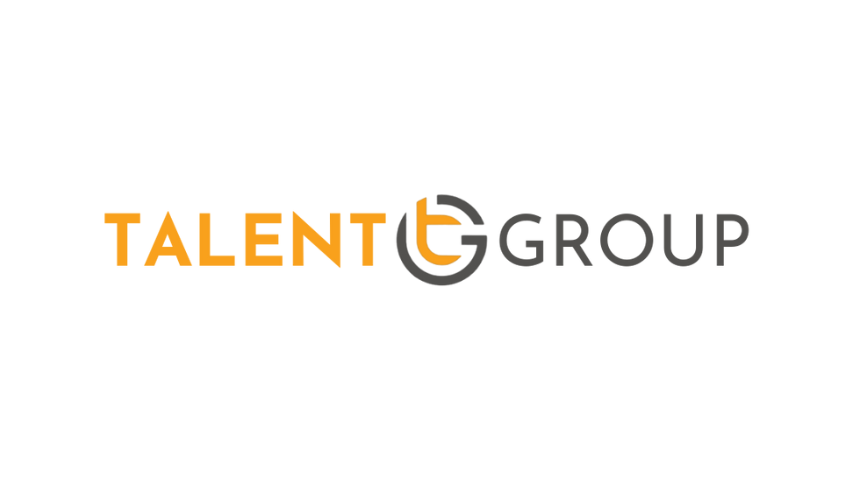 Talent Group logo with orange and gray text.