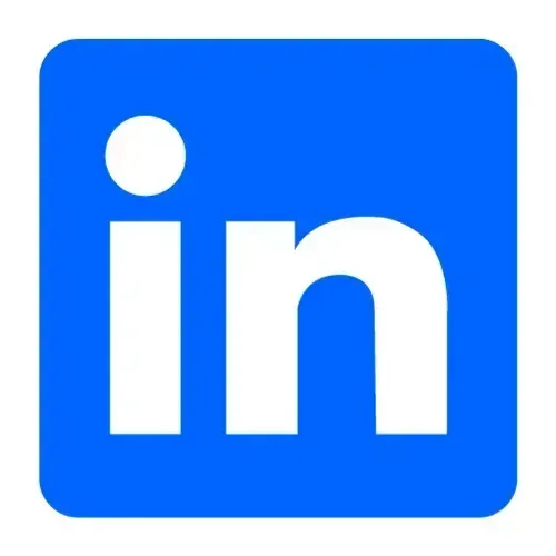 The LinkedIn logo, a white 