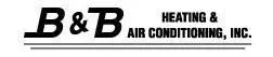 B&B Heating & Air Conditioning, Inc. logo with bold black letters. Two horizontal gray lines below.