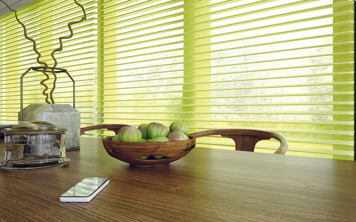 Blinds in bright-catching colours - Apple green