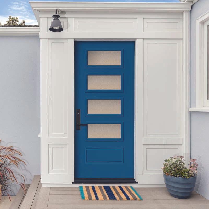 front entry steel door blue exterior home design