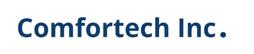 A blue comfortech inc logo on a white background