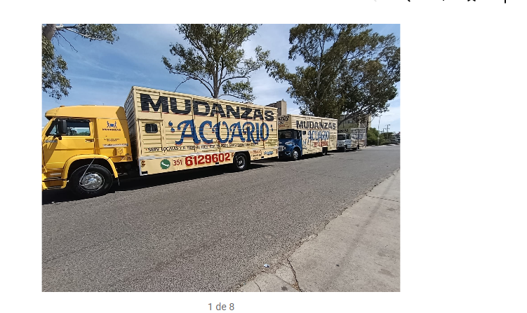 Camiones de mudanzas de color amarillo con la leyenda 
