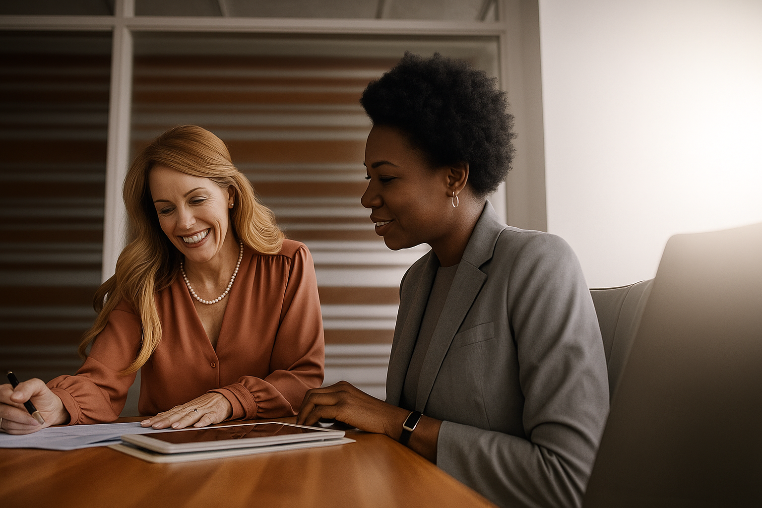 Legal consultant helping landlord choose the right LTB application form during a one-on-one meeting.