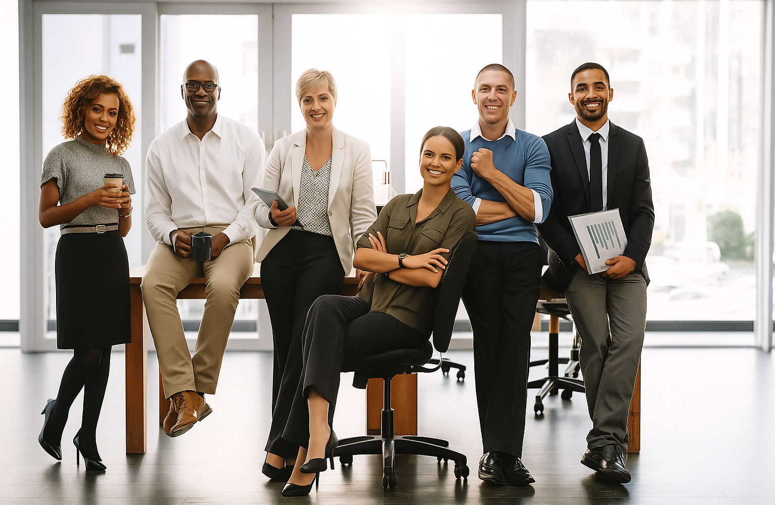 Diverse business team in an office representing Ontario paralegal services