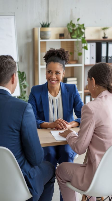 Paralegal in Ontario meeting with clients to provide professional legal advice on landlord and tenant matters.