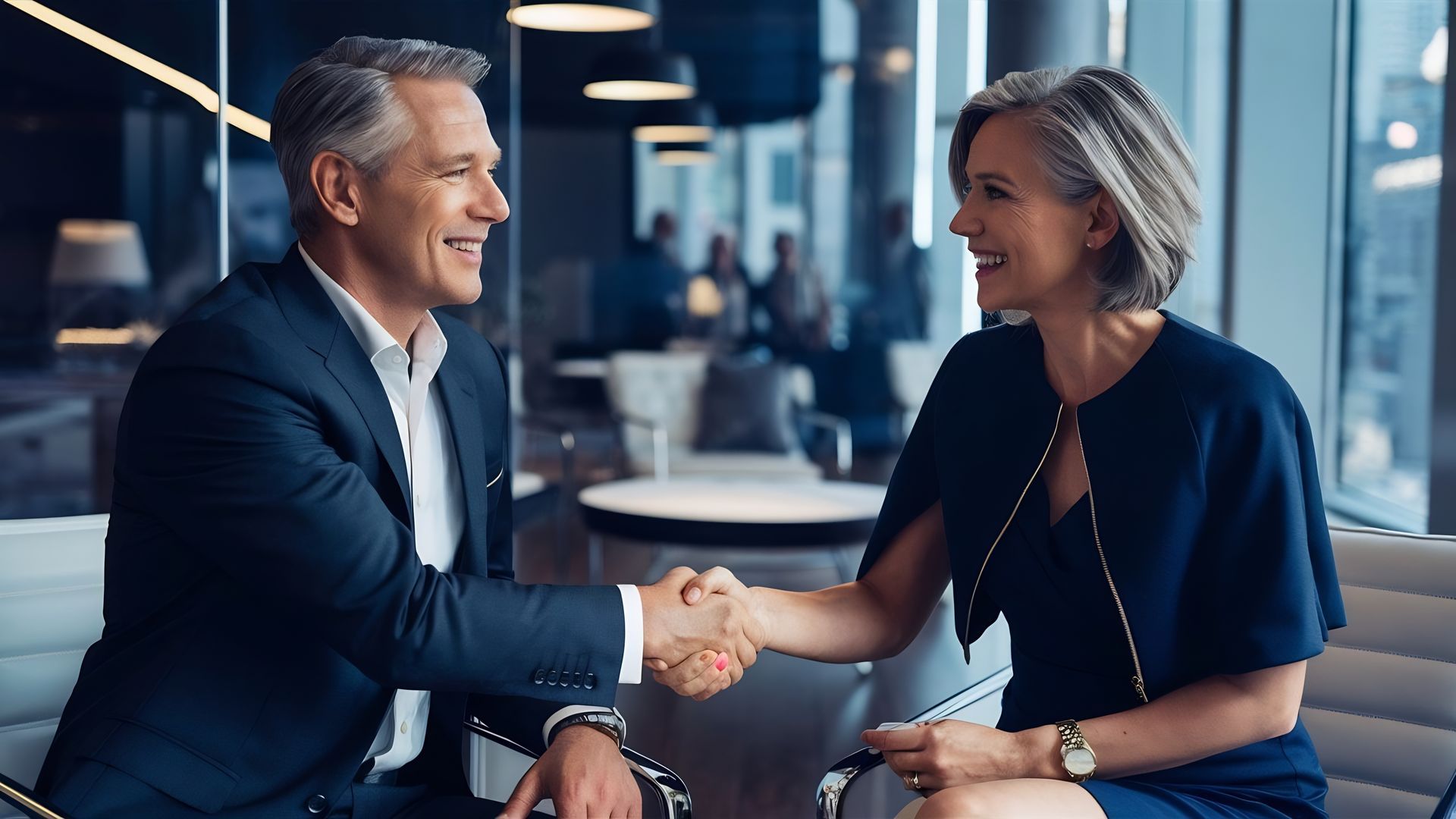 Happy landlord shaking hands with a legal representative after a successful LTB eviction outcome.