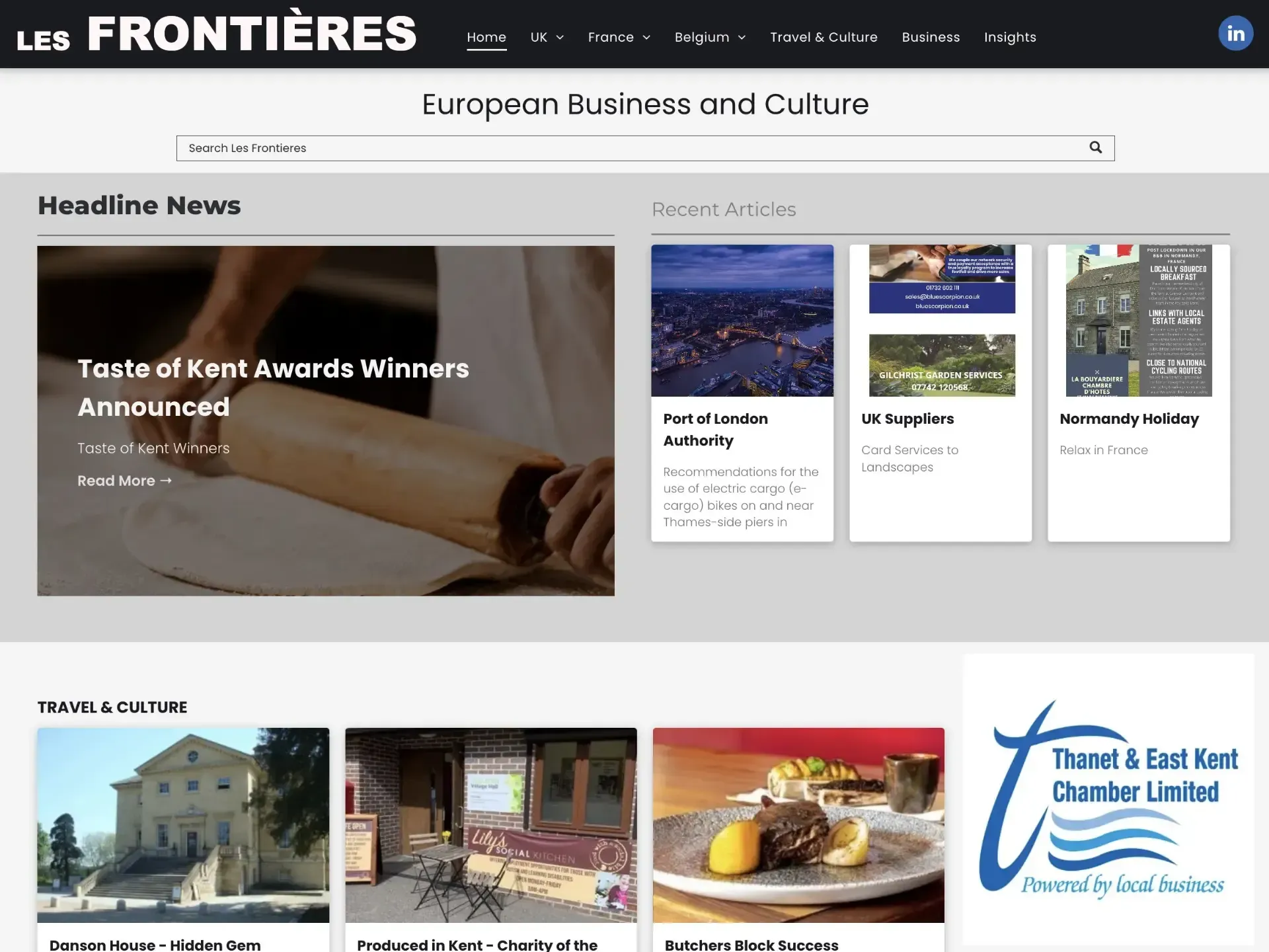 Web design Kent for Les Frontieres