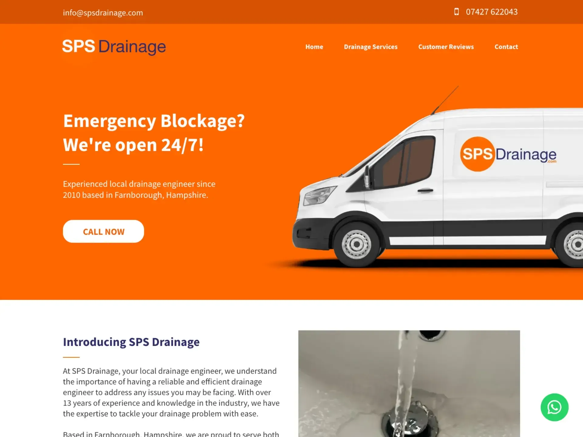 Website design in Farnborough for SPS Drainage