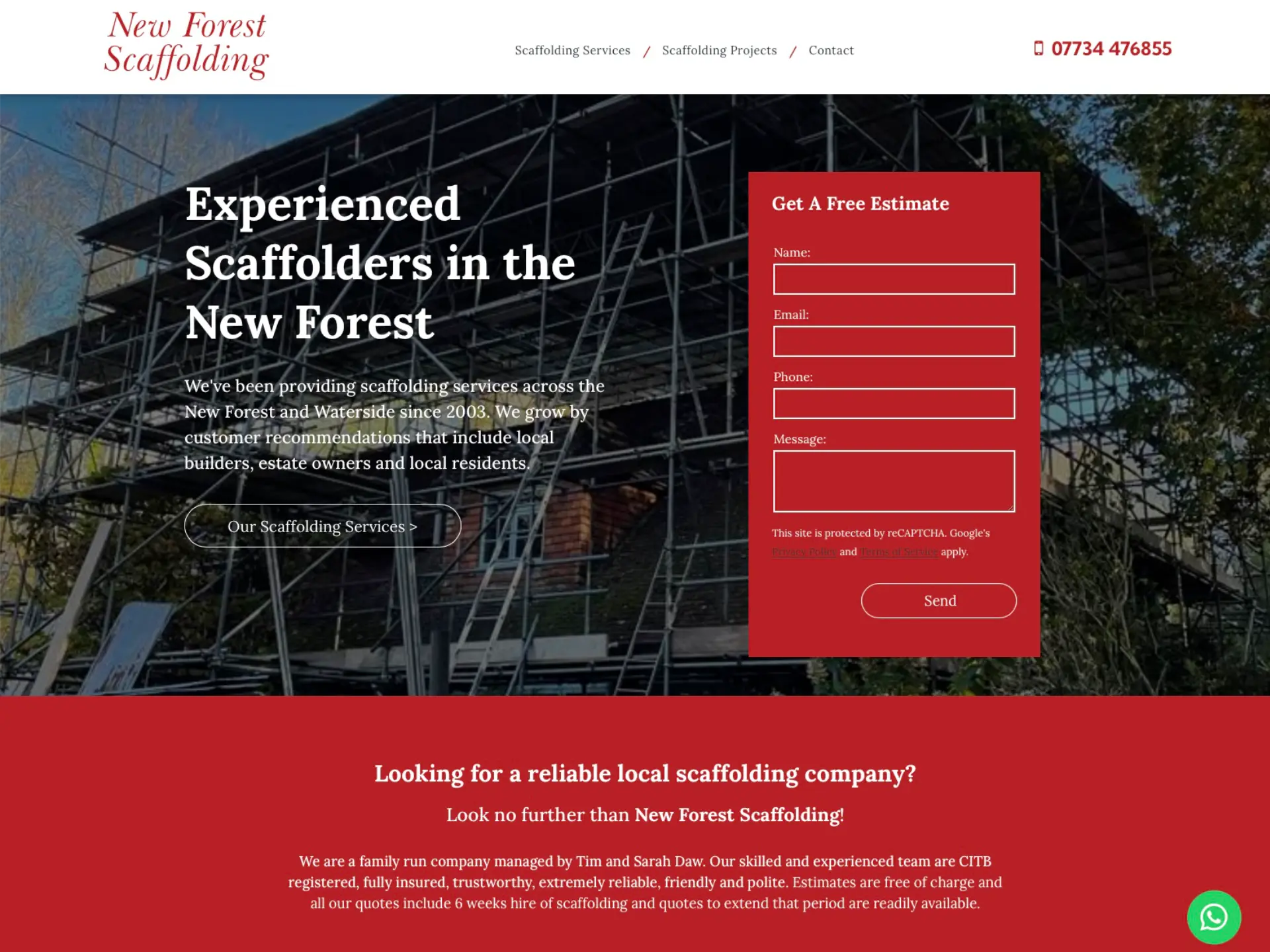 Website design in Southampton for New Forest Scaffolding