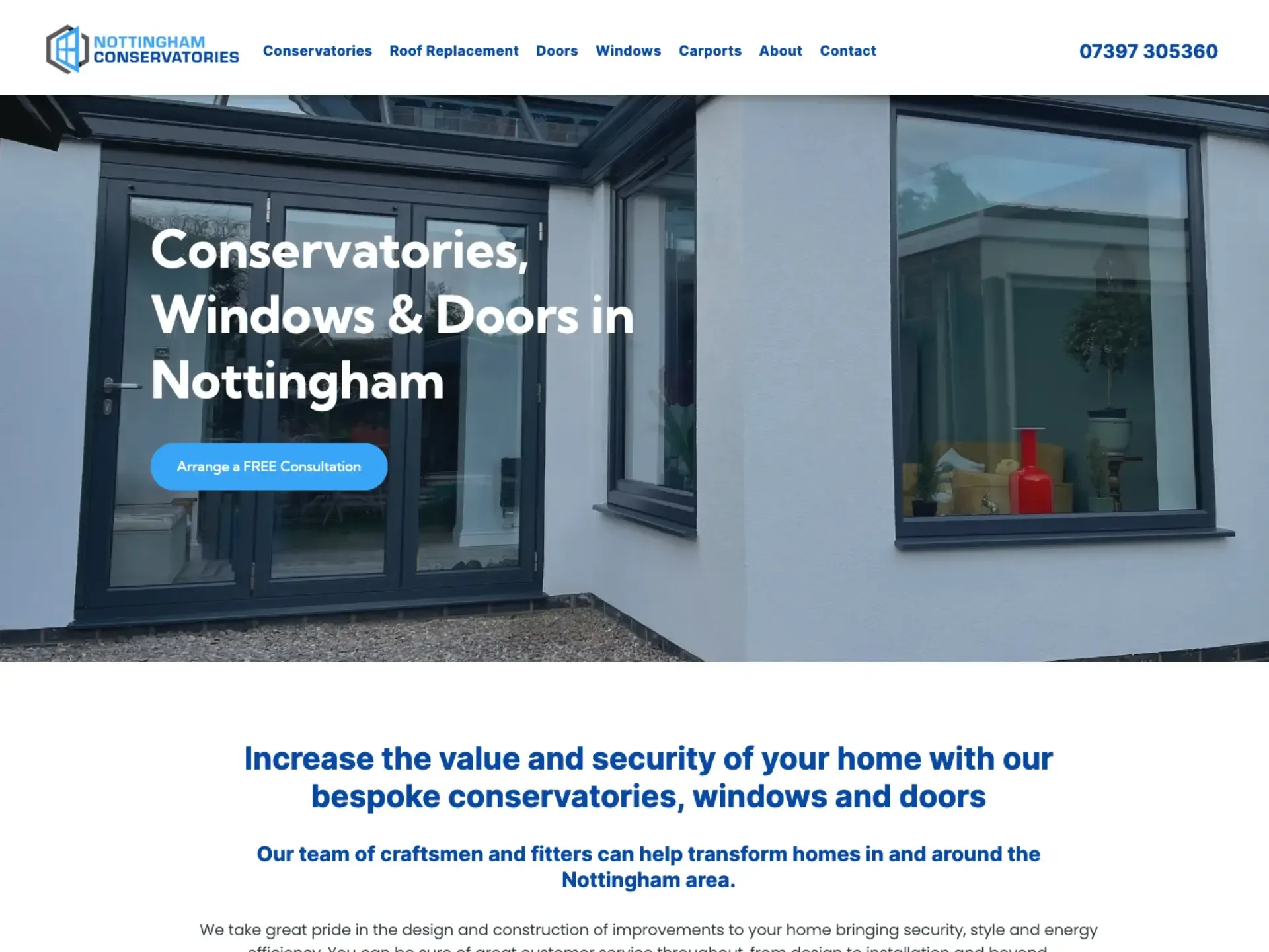 Website design Nottingham Conservatories