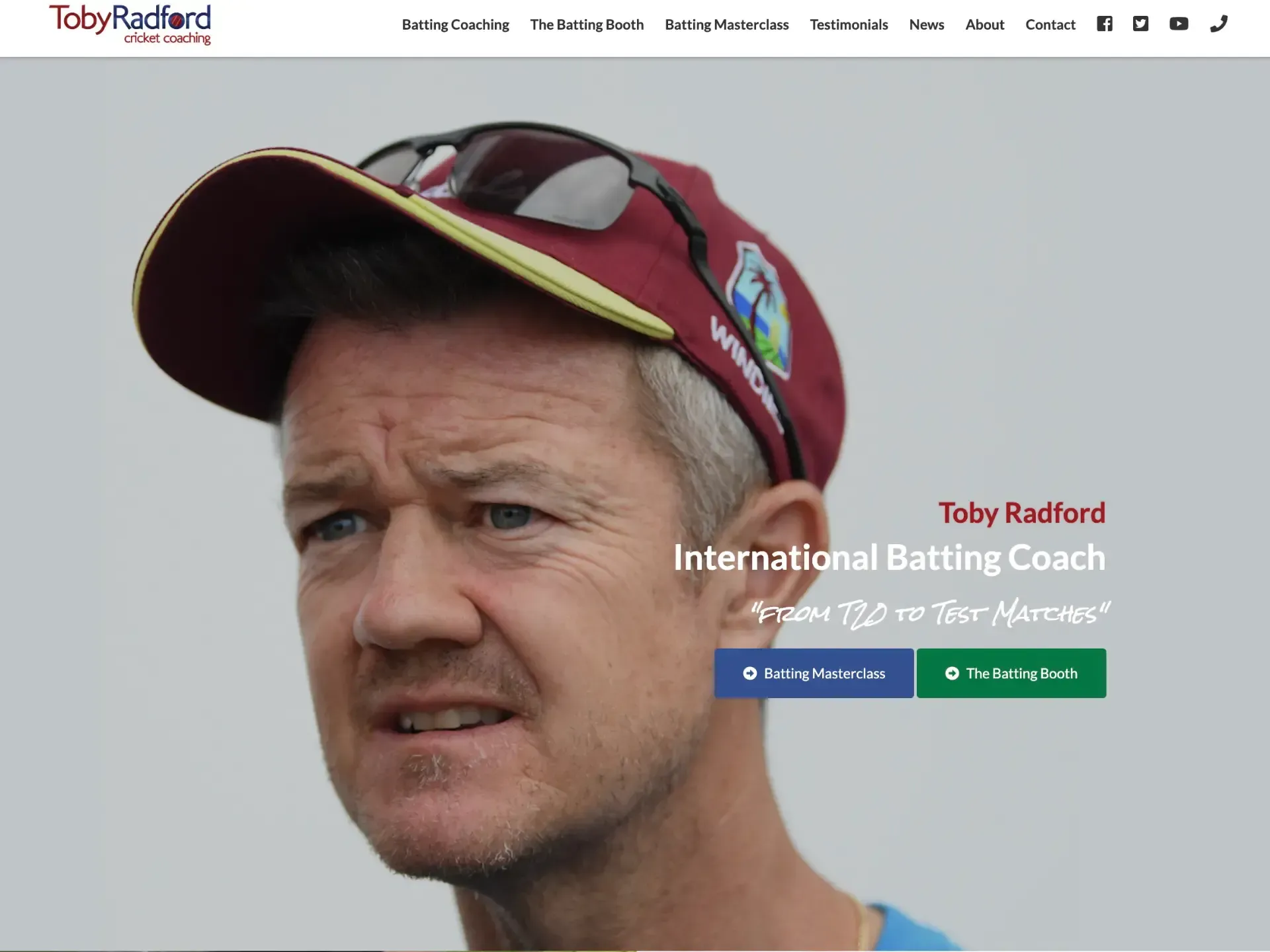 Web design for Toby Radford Cricket Coaching