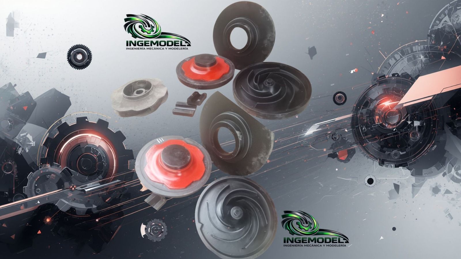 Una rueda negra junto a dos bloques negros en forma de U sobre una superficie de hormigón. Se ve una persona.