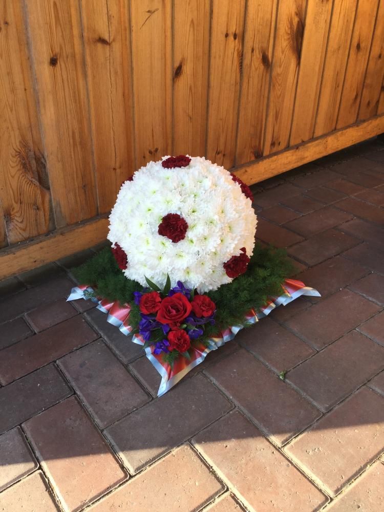 football funeral flower Arrangement