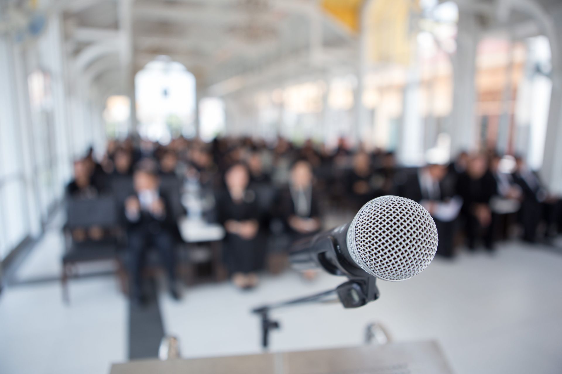 Microphone on the funeral podium