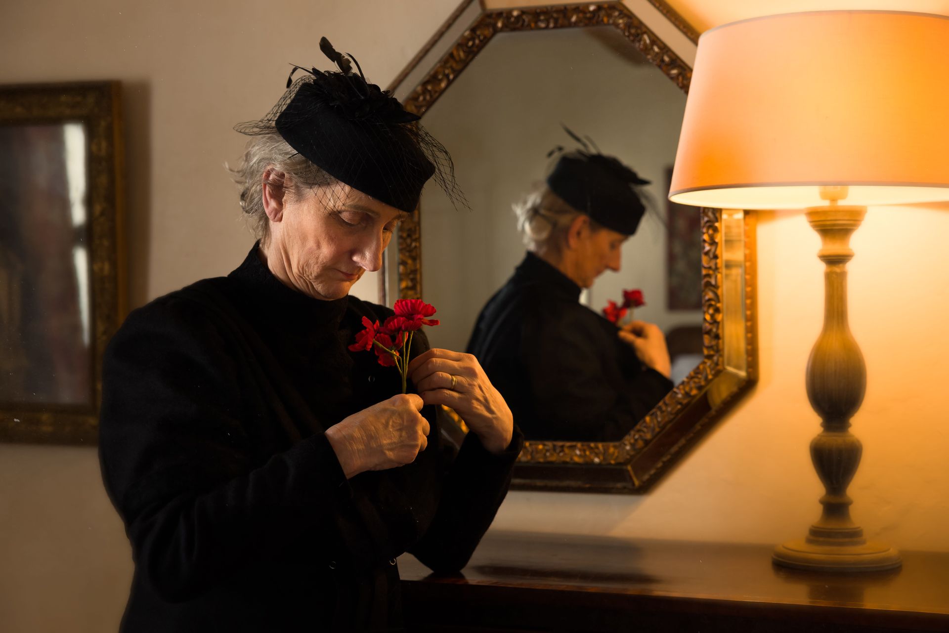 woman preparing for a funeral