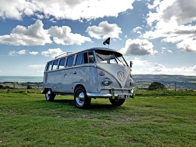 Blue VW Campervan or Beetle Hearse