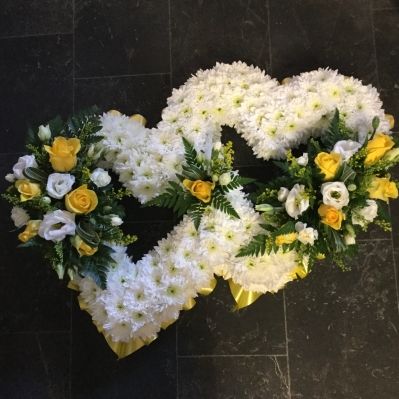 double hearts funeral flower Arrangement