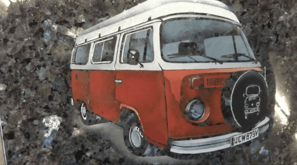 Red VW Campervan Headstone