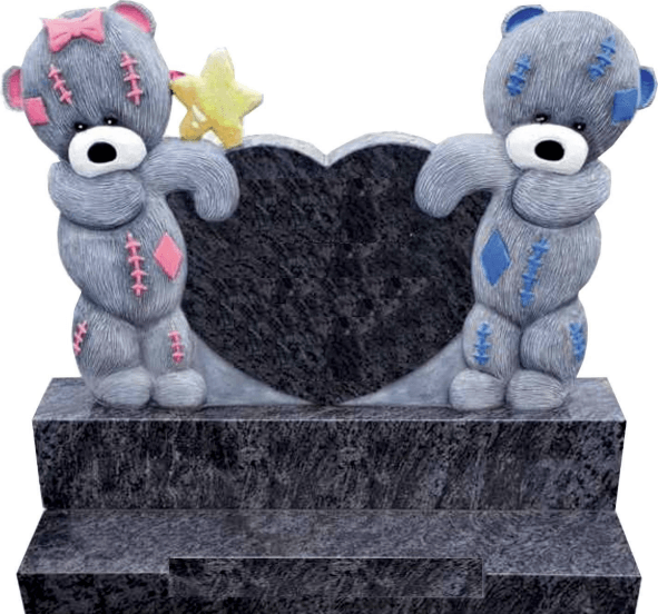 Bears and heart headstone