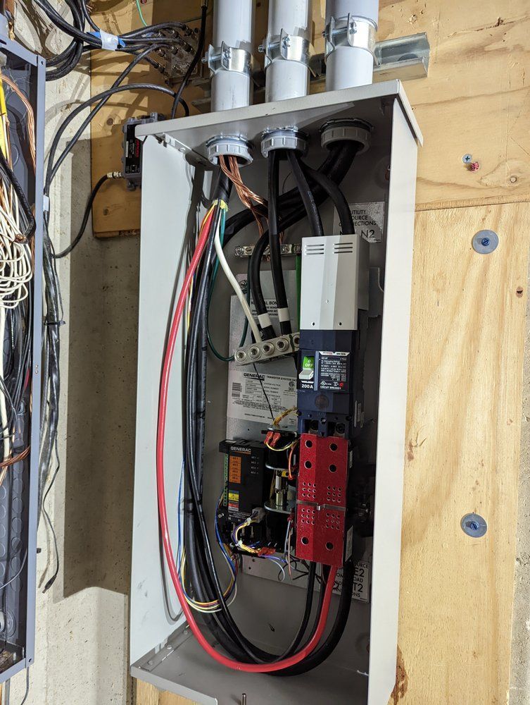 A electrical box with a lot of wires coming out of it.