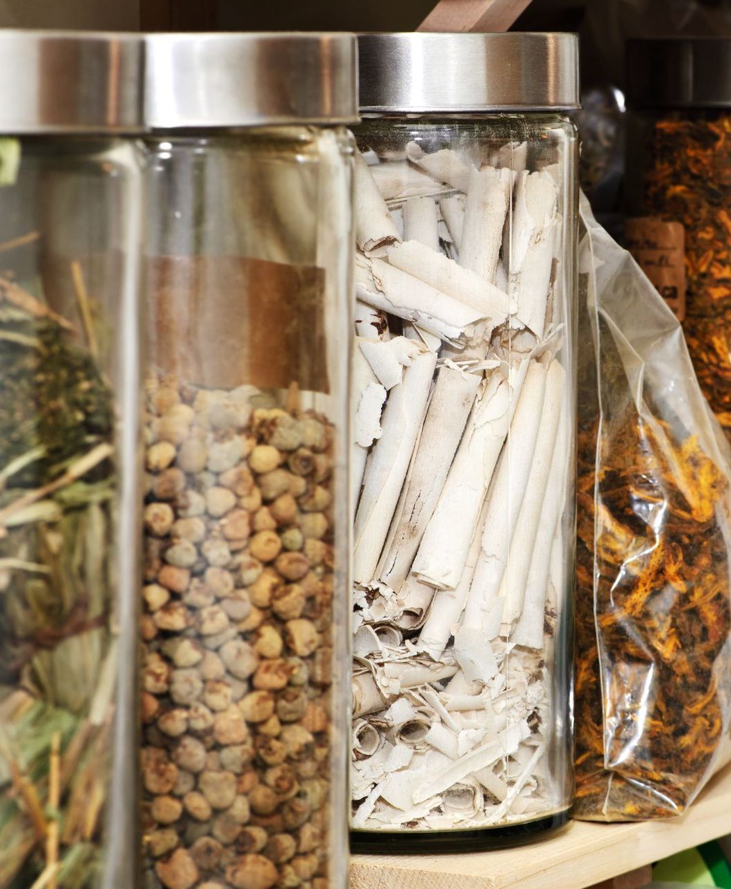 Jars filled with herbal medicine